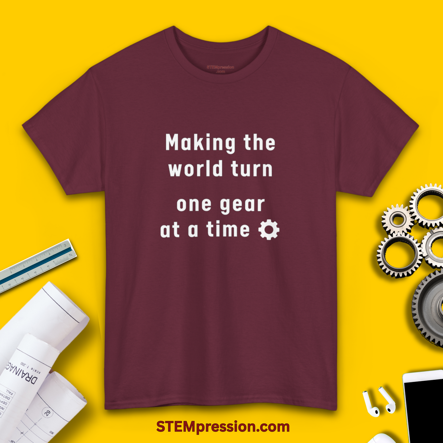 Making the World Turn One Gear at a Time - Unisex Cotton Tee