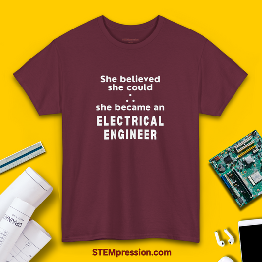 She Became an Electrical Engineer - (Unisex-Fit) Cotton Tee