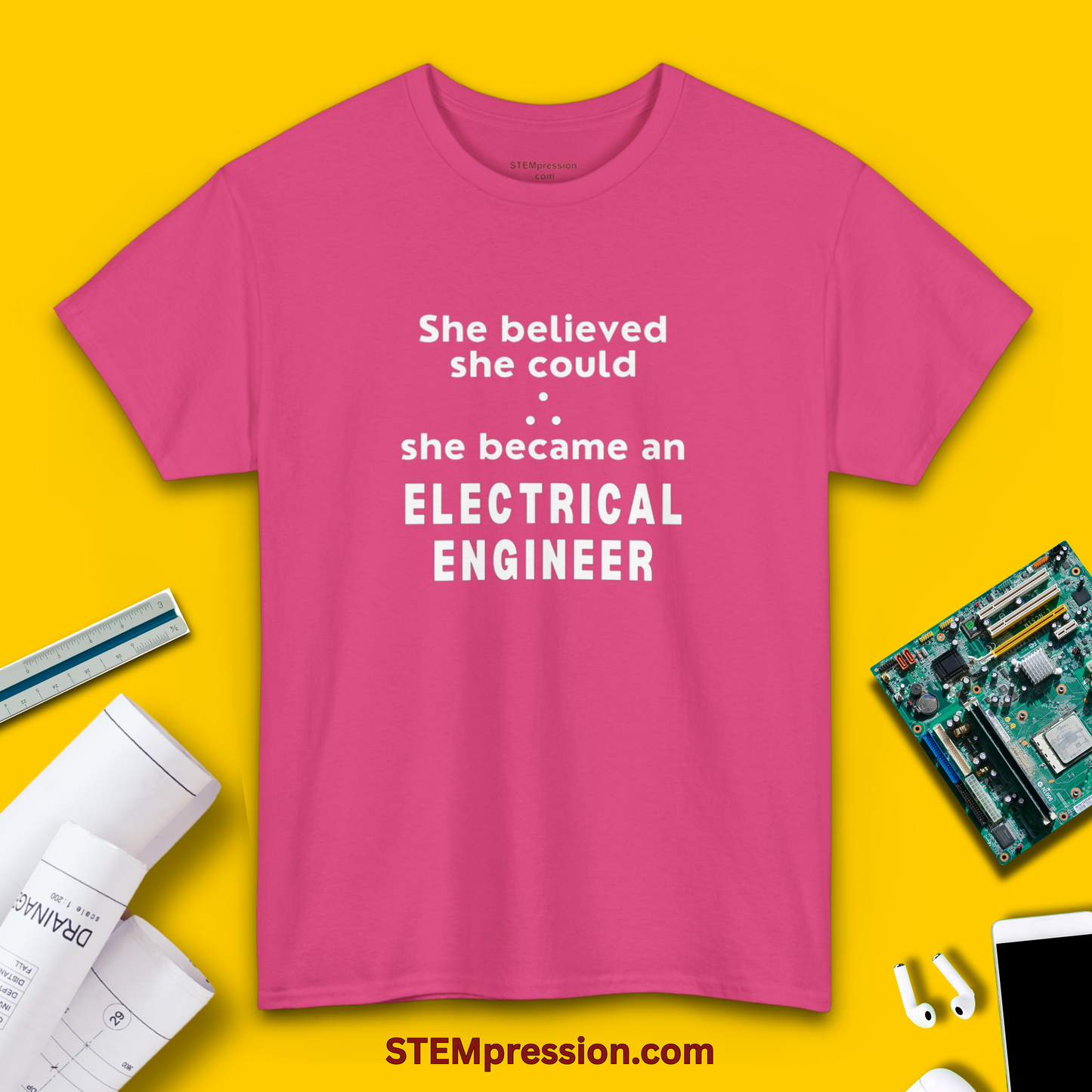 She Became an Electrical Engineer - (Unisex-Fit) Cotton Tee