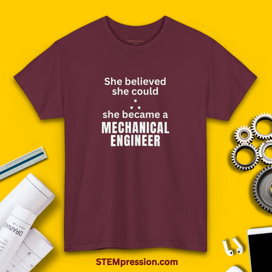 She Became a Mechanical Engineer - (Unisex-Fit) Cotton Tee