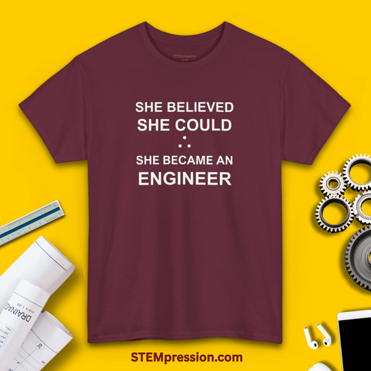 She Became an Engineer - (Unisex-Fit) Cotton Tee
