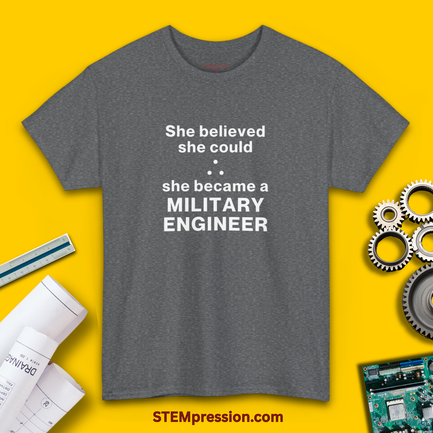 She Became a Military Engineer - (Unisex-Fit) Cotton Tee