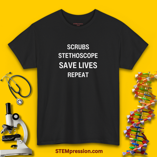 Scrubs Stethoscope Save Lives Repeat - Unisex Cotton Tee