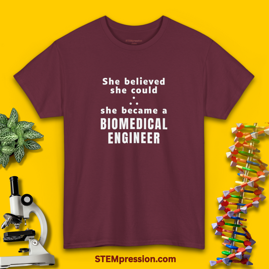 She Became a Biomedical Engineer - (Unisex-Fit) Cotton Tee