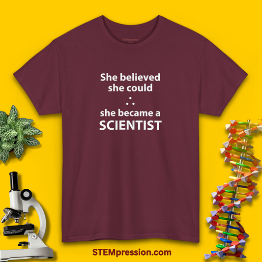She Became a Scientist - (Unisex-Fit) Cotton Tee