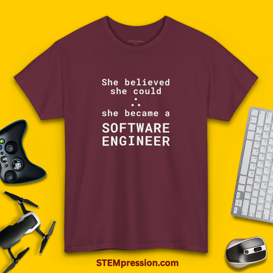 She Became a Software Engineer - (Unisex-Fit) Cotton Tee