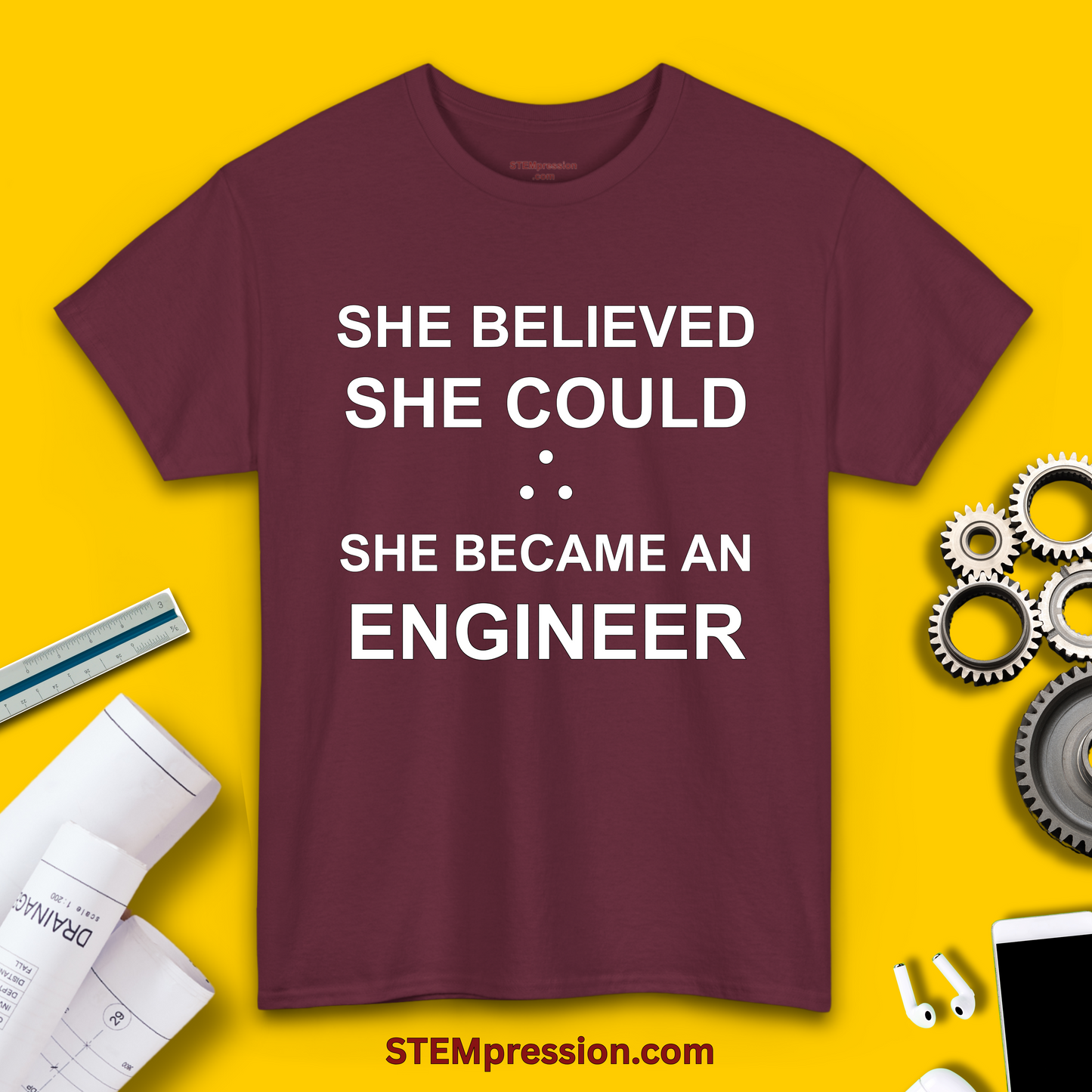 She Became an Engineer - (Unisex-Fit) Cotton Tee