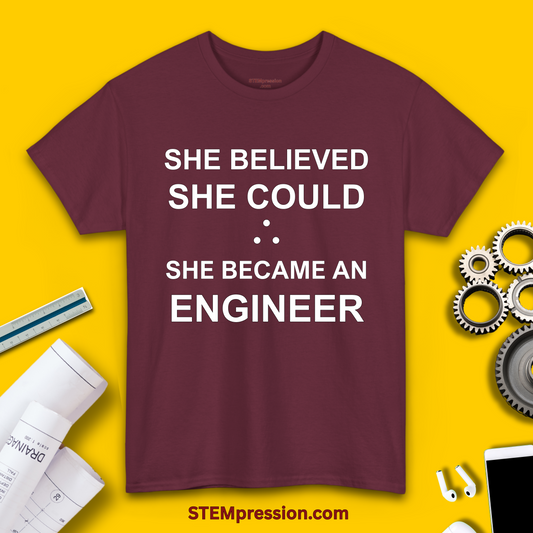 She Became an Engineer - (Unisex-Fit) Cotton Tee