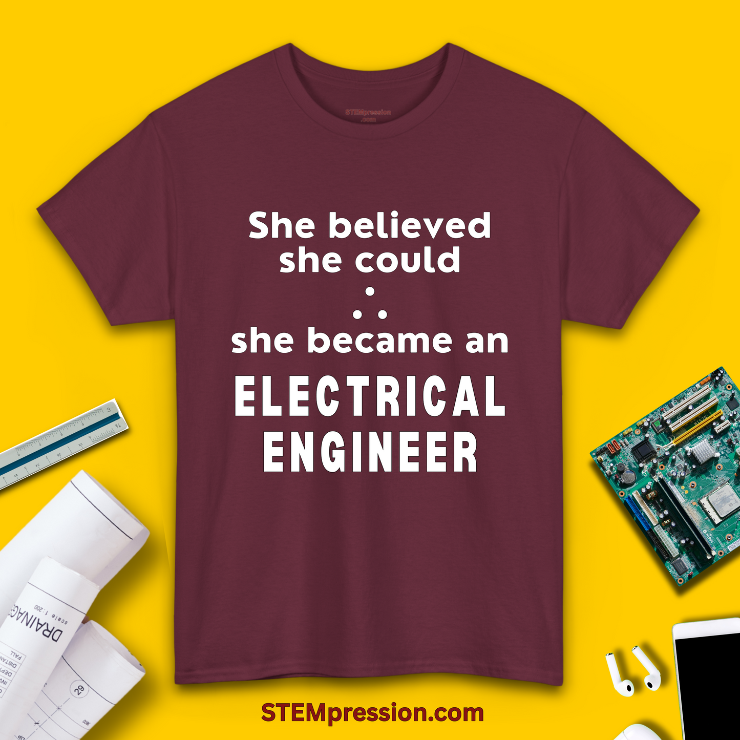 She Became an Electrical Engineer - (Unisex-Fit) Cotton Tee