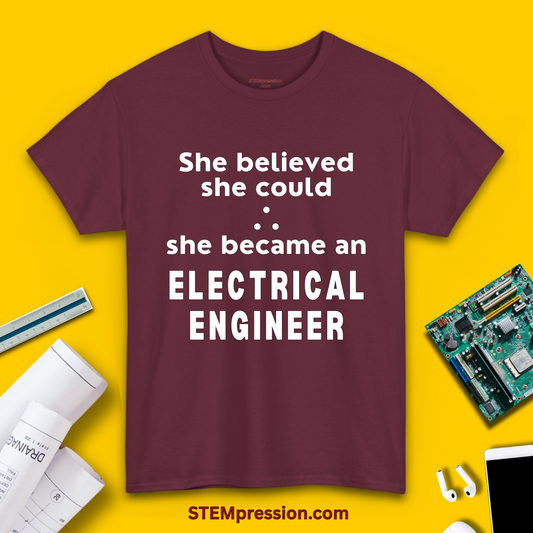 She Became an Electrical Engineer - (Unisex-Fit) Cotton Tee