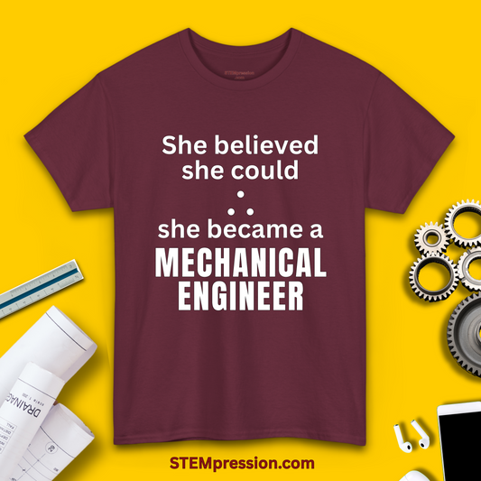 She Became a Mechanical Engineer - (Unisex-Fit) Cotton Tee