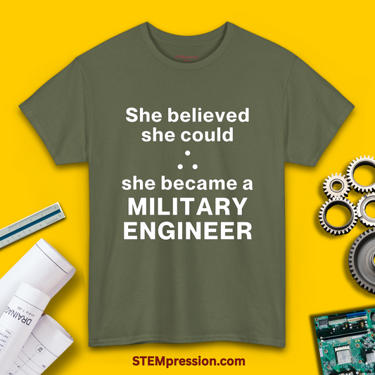 She Became a Military Engineer - (Unisex-Fit) Cotton Tee