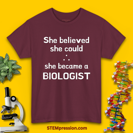 She Became a Biologist - (Unisex-Fit) Cotton Tee