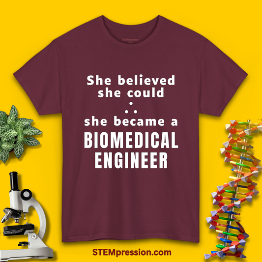 She Became a Biomedical Engineer - (Unisex-Fit) Cotton Tee