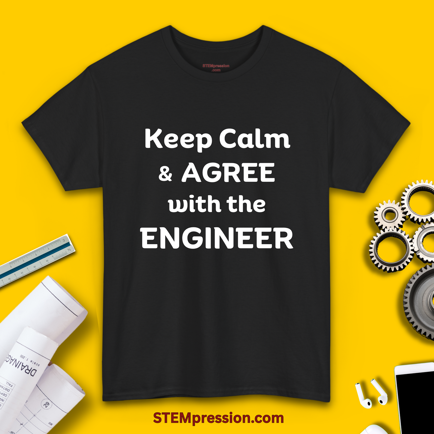 Keep Calm and Agree with the Engineer - Unisex Cotton Tee