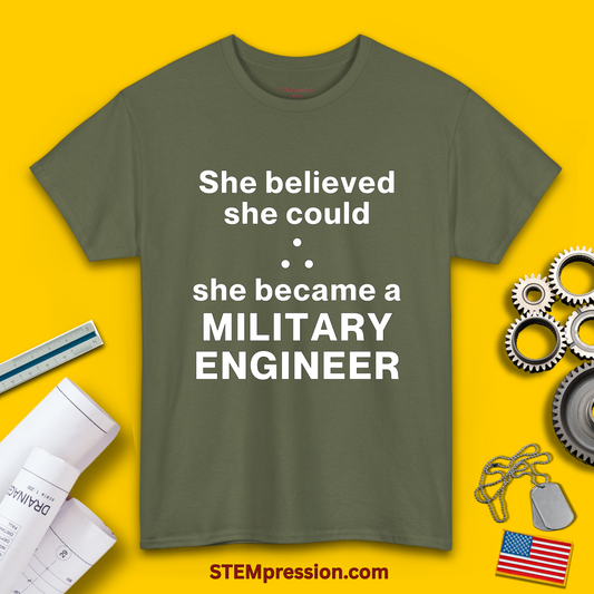 She Became a Military Engineer - (Unisex-Fit) Cotton Tee