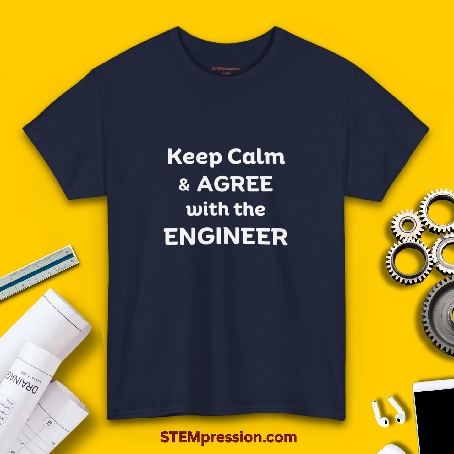 Keep Calm and Agree with the Engineer - Unisex Cotton Tee