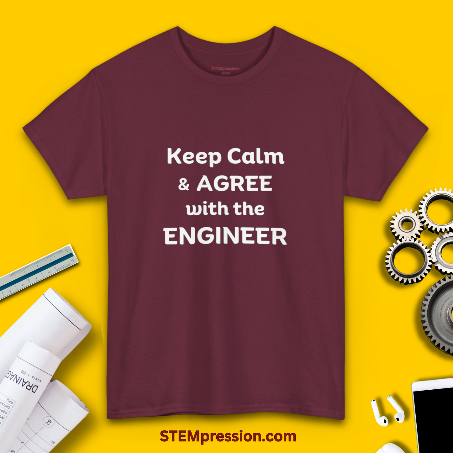 Keep Calm and Agree with the Engineer - Unisex Cotton Tee