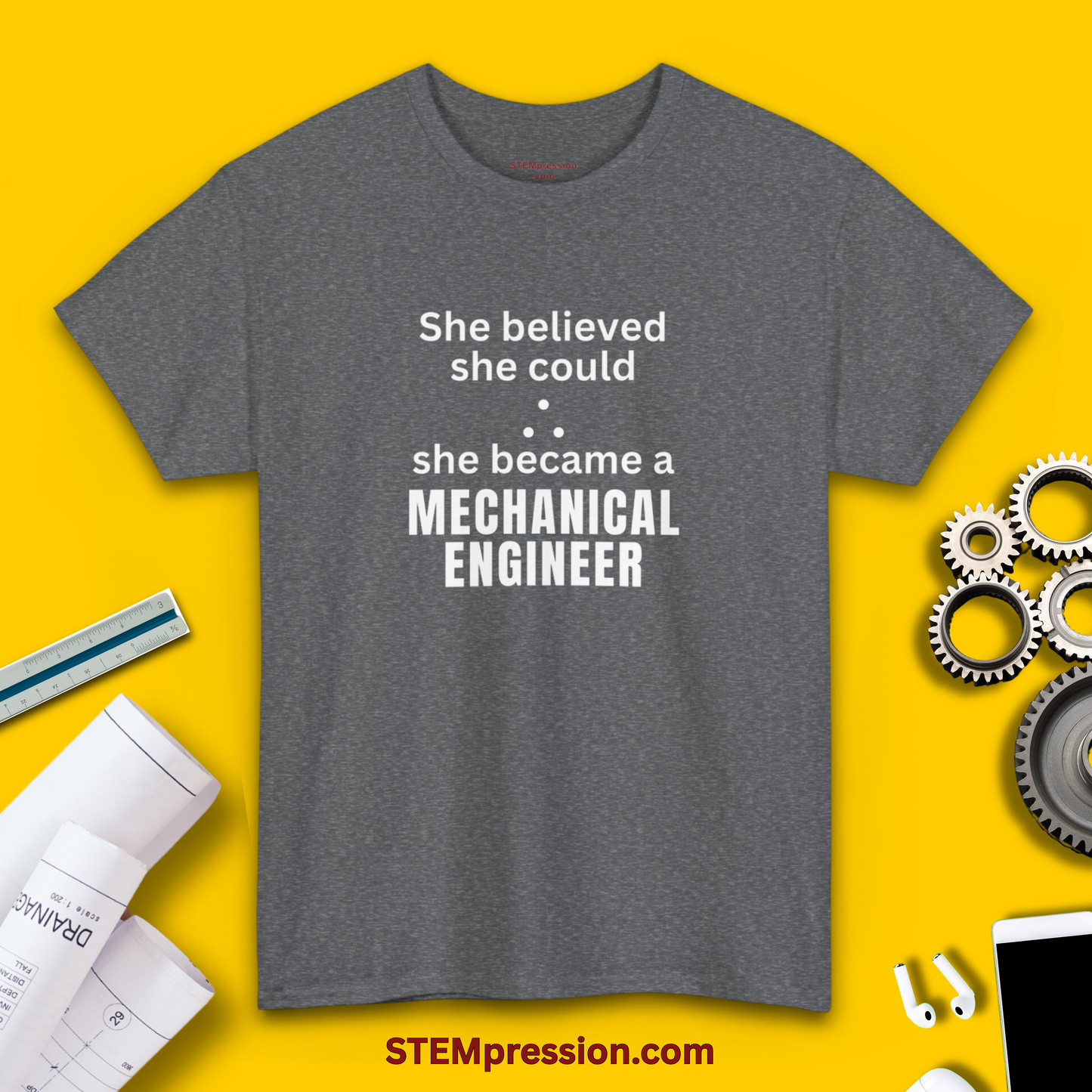 She Became a Mechanical Engineer - (Unisex-Fit) Cotton Tee