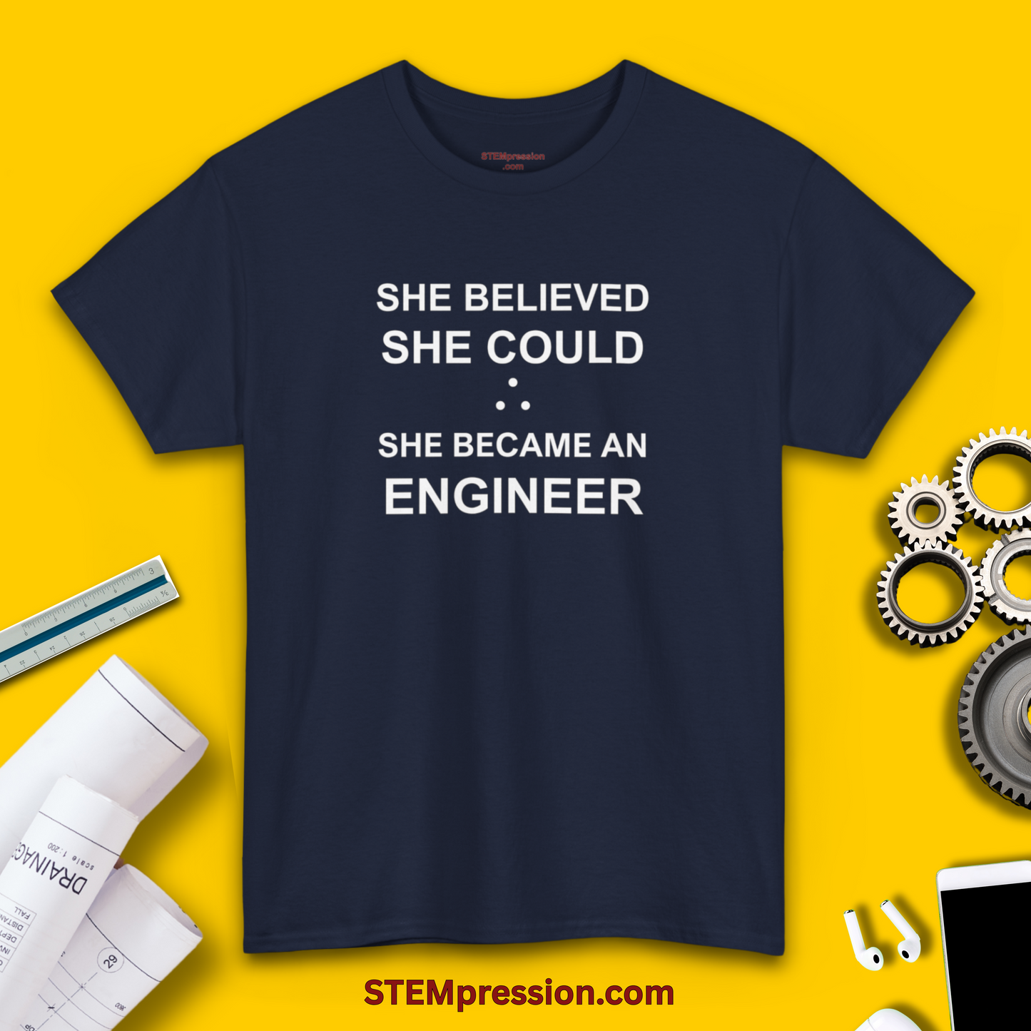 She Became an Engineer - (Unisex-Fit) Cotton Tee