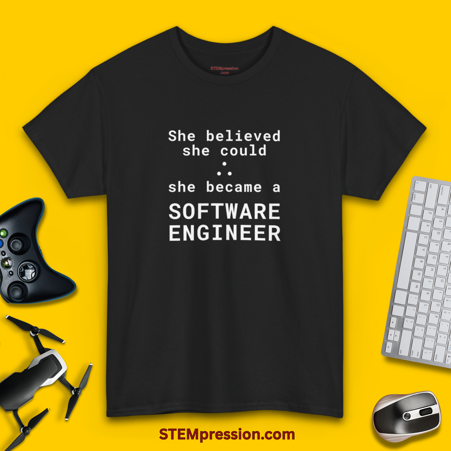 She Became a Software Engineer - (Unisex-Fit) Cotton Tee