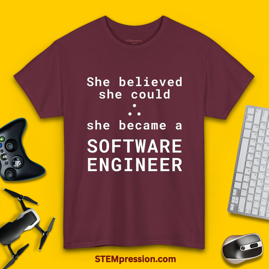 She Became a Software Engineer - (Unisex-Fit) Cotton Tee